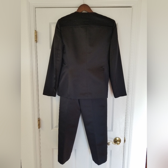 Vintage Oleg Cassini Women's 2 Pc Jacket Pantsuit Black  Size 8 - Picture 2 of 16
